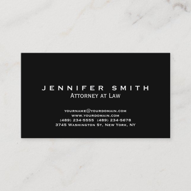 Unique Black White Attorney at Law Business Card (Front)