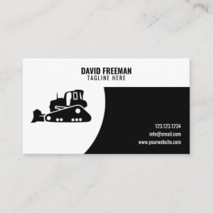 Unique Black & White Construction Bulldozer Business Card