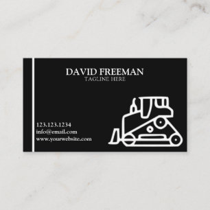 Unique Black & White Construction Bulldozer Business Card