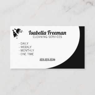 Unique Black & White Maid House Cleaning Business Card