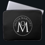 Unique Black White Monogram Logo Laptop Sleeve<br><div class="desc">A simple unique decorative monogram with stacked typography laptop sleeve. Create your own personal typographic logo. Use the simple design tool to change fonts or background colour.</div>