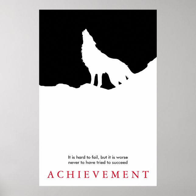 Unique Black & White Motivational Wolf Silhouette Poster (Front)