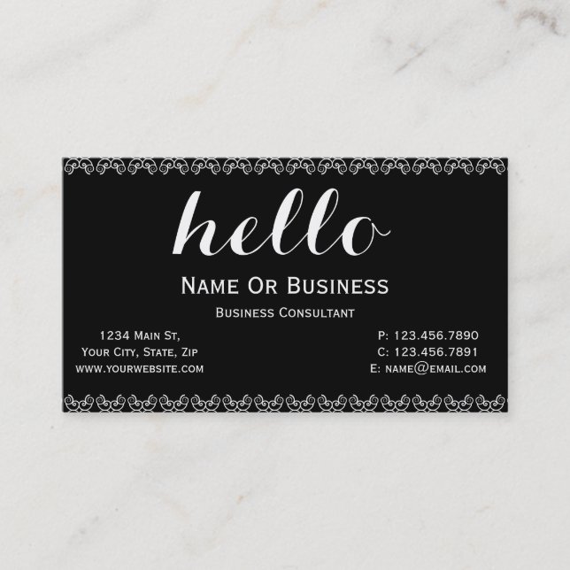 Unique Black & White Name Business Card (Front)
