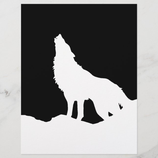 Unique Black & White Pop Art Wolf Silhouette (Front)