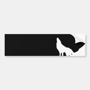 Unique Black & White Pop Art Wolf Silhouette Bumper Sticker