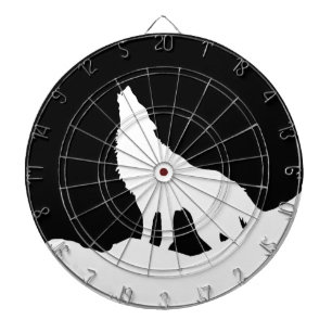 Unique Black & White Pop Art Wolf Silhouette Dartboard