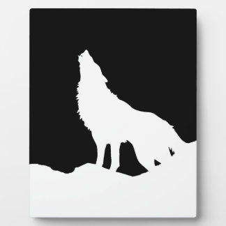 Unique Black & White Pop Art Wolf Silhouette Plaque
