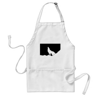 Unique Black & White Pop Art Wolf Silhouette Standard Apron