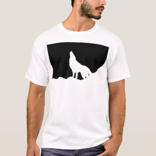 Unique Black & White Pop Art Wolf Silhouette T-Shirt