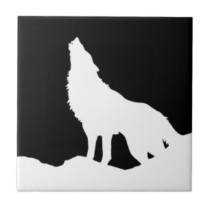 Unique Black & White Pop Art Wolf Tile