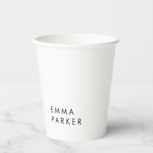 Unique Black White Trendy Add Your Name Paper Cups