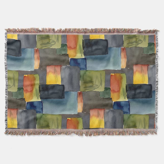 Unique blocked colors seamless pattern throw blanket (Front)