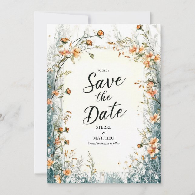 Unique Bloom Wildflower Wedding Save The Date (Front)