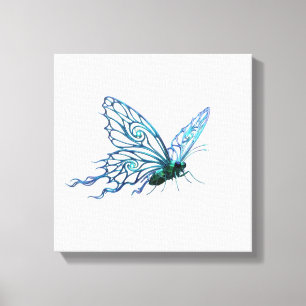 Unique Blue Butterfly Canvas Art - Hand-Drawn Styl