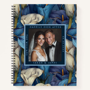 Unique Blue Calla Lilies Aesthetic Greenery Weddin Notebook