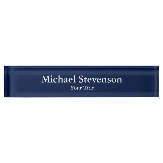 Unique Blue Elegant Modern Desk Nameplate (Front)