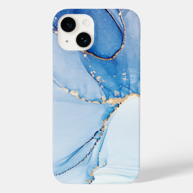 Unique Blue Gold Marble Pattern iPhone / Android Case-Mate iPhone Case (Back)