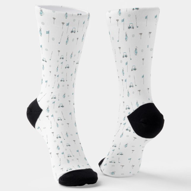 Unique Blue Golf Cart Monogram Socks (Angled)