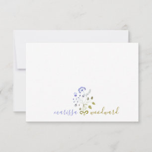 Unique Blue Green Floral Vine Script Name Card