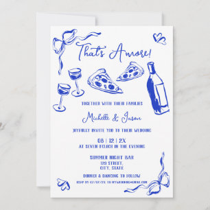 Unique Blue Hand Drawn Quirky That's Amore Invitation