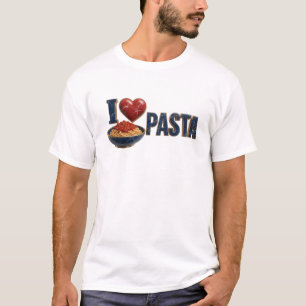 Unique Blue I LOVE PASTA Visual Design T-Shirt
