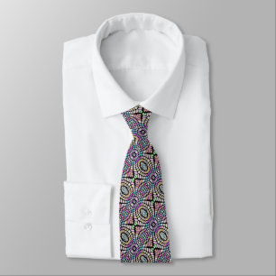 Unique Blue Lime Green Pink Purple Black Tribal Tie