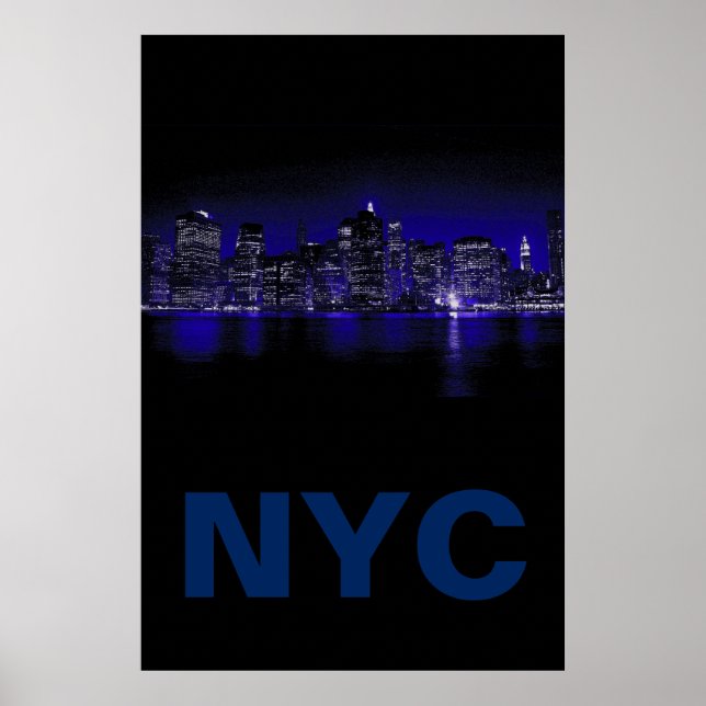 Unique Blue New York City Poster (Front)