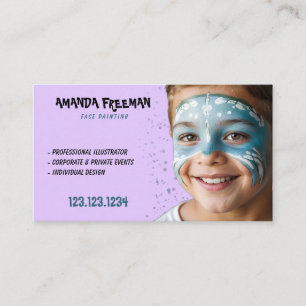 Unique Blue & Purple Children Face Painting Business Card