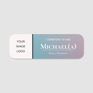 Unique Blue Purple Gradient And White Company LOGO Name Tag