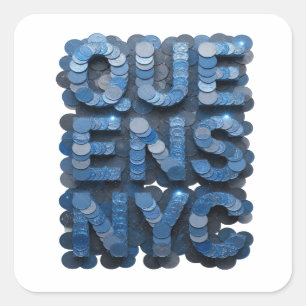 Unique Blue QUEENS NYC Square Sticker