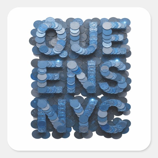Unique Blue QUEENS NYC Square Sticker (Front)