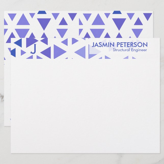 Unique Blue Triangle Pattern Custom Letterhead (Front/Back)