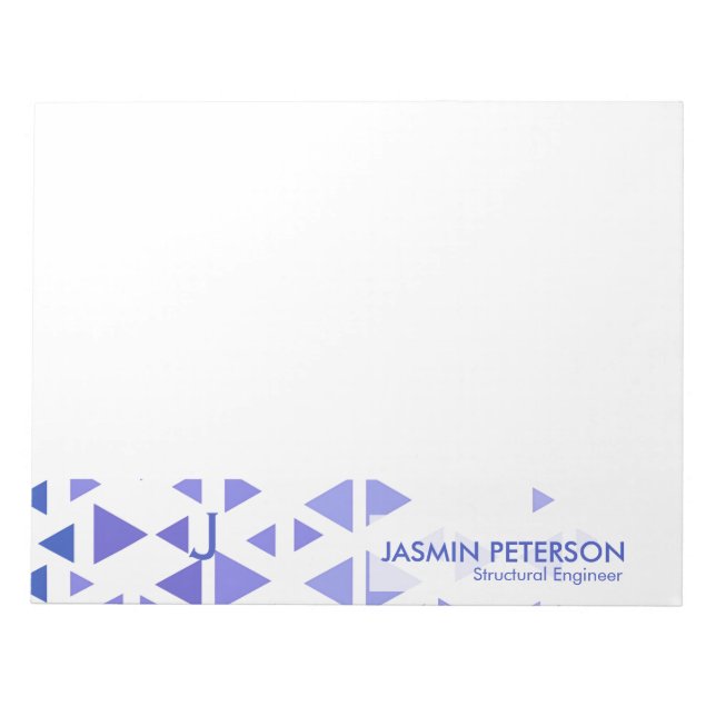 Unique Blue Triangle Pattern Notepad (Front)