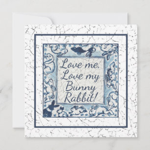Unique Blue Valentine Rabbit Bunny Love Delft Holiday Card