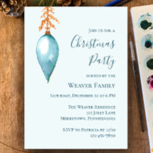 Unique Blue Watercolor Christmas Party invitation