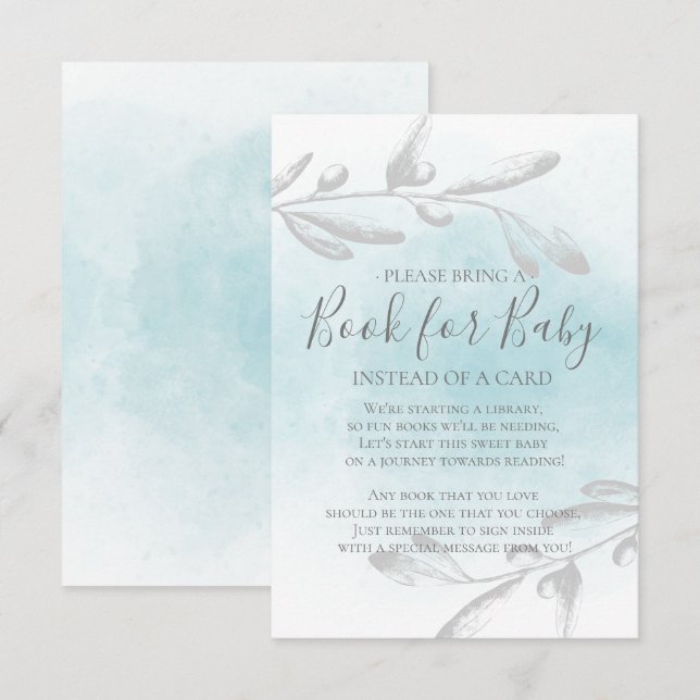 Unique BlueWatercolor Baby Shower Book for Baby Invitation (Front/Back)