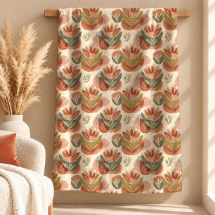 Unique Bohemian Floral Art Terracotta Blanket