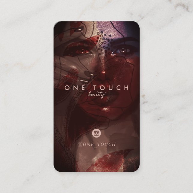 Unique bohemian woman portrait beauty script business card (Front)