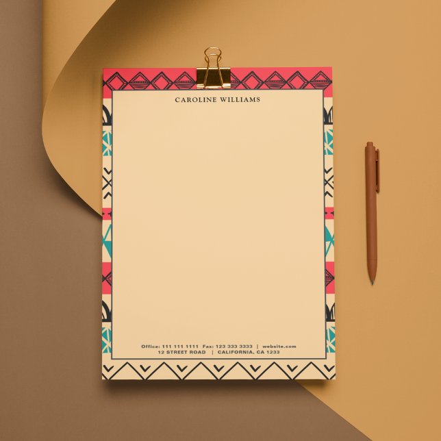 Unique Boho Abstract Pattern Typography Name Custom Letterhead (Creator Uploaded)