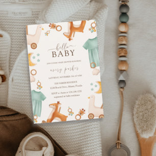 Unique Boho Baby Girl Clothes Baby Shower  Invitation