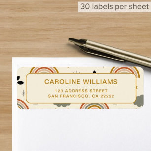 Unique Boho Bohemian Gold Script Return Address 