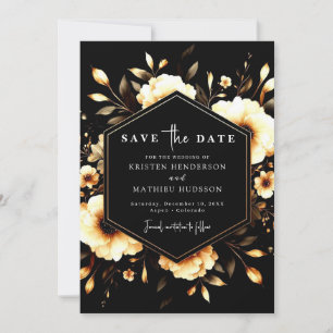 Unique Boho Gold and Black Wedding Save The Date