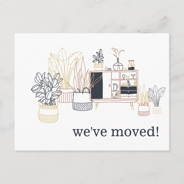 Unique Boho Houseplants We've Moved New Address Postcard (Front)