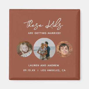 Unique Boho Terracotta Photo Wedding Save The Date Magnet