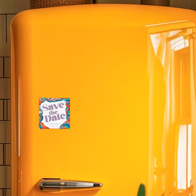 Unique Bold Boho Groovy Retro Purple Colourful Wav Magnet (Creator Uploaded)