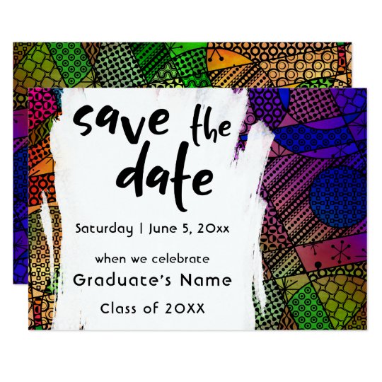 Unique, Bold, Colourful Geometric "Save the Date" Card