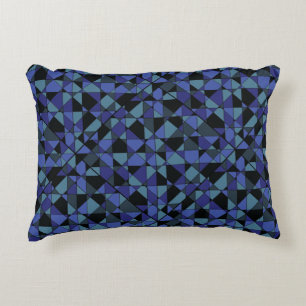 Unique Bold Hip Geometric Blue Cyan Grey Black Decorative Cushion