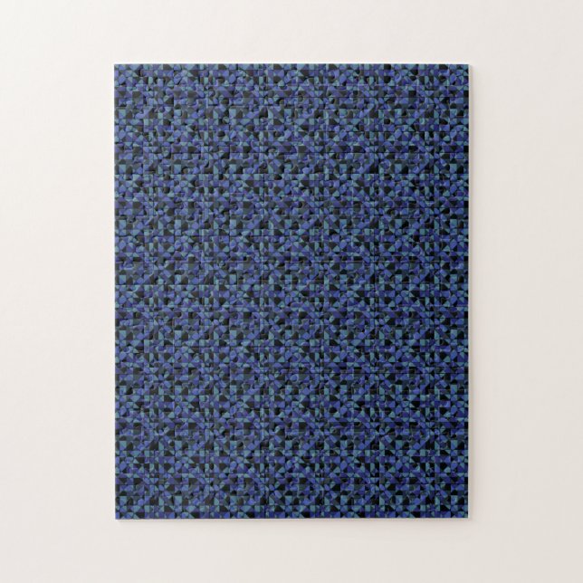Unique Bold Hip Geometric Blue Cyan Grey Black Jigsaw Puzzle (Vertical)