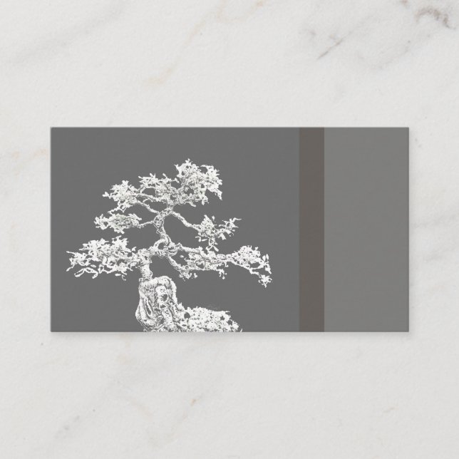 unique bonsai tree business card black and grey (Front)