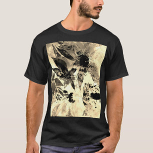 Unique Botanical Artistic Golden Tropical Flowers T-Shirt